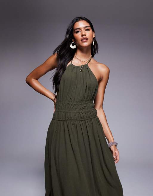 River Island halterneck maxi dress in khaki, 4 of 4