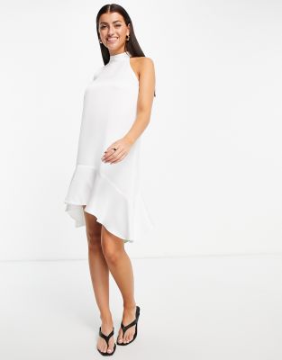 River Island Halterneck Midi Dress In White | ModeSens