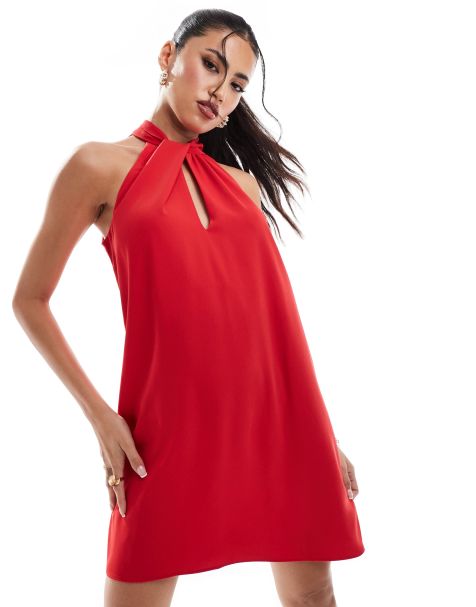 River Island halterneck mini dress in red - view 1