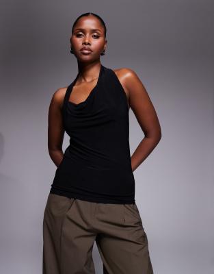 River Island Halterneck Top In Black