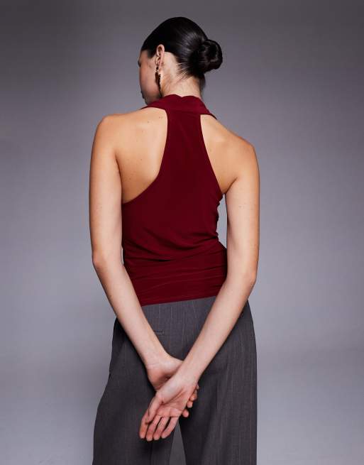 River Island halterneck top in red, 3 of 4