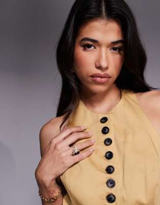 River Island Halterneck Vest In Yellow