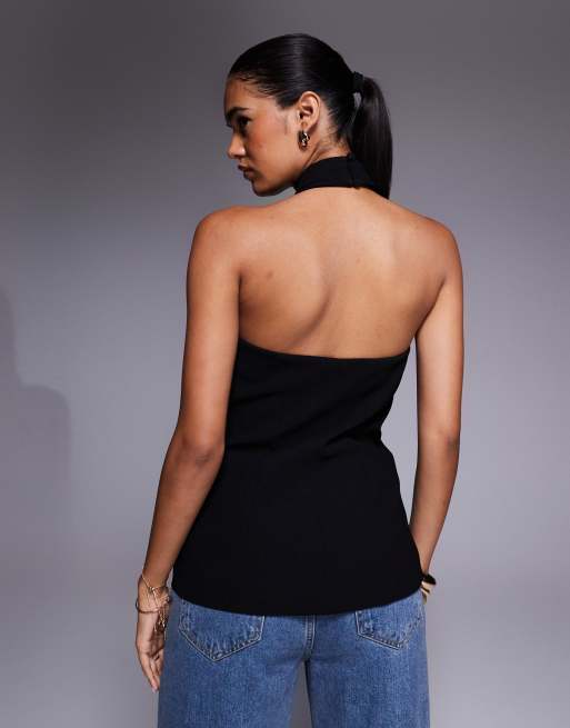 River Island halterneck waistcoat in black, 2 of 4