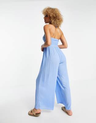 Light Blue Strapless Jumpsuit