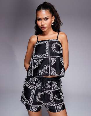 River Island River Island handkerchief cami top co-ord in black