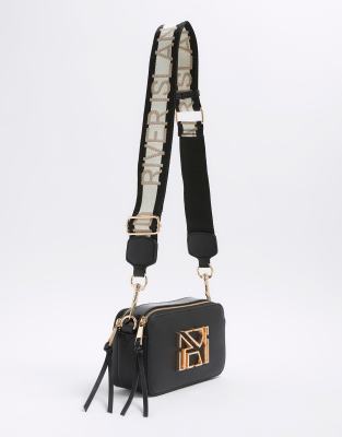 River Island Hardware camera cross body bag in black - view 1