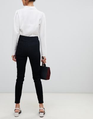 black high waisted jeans river island