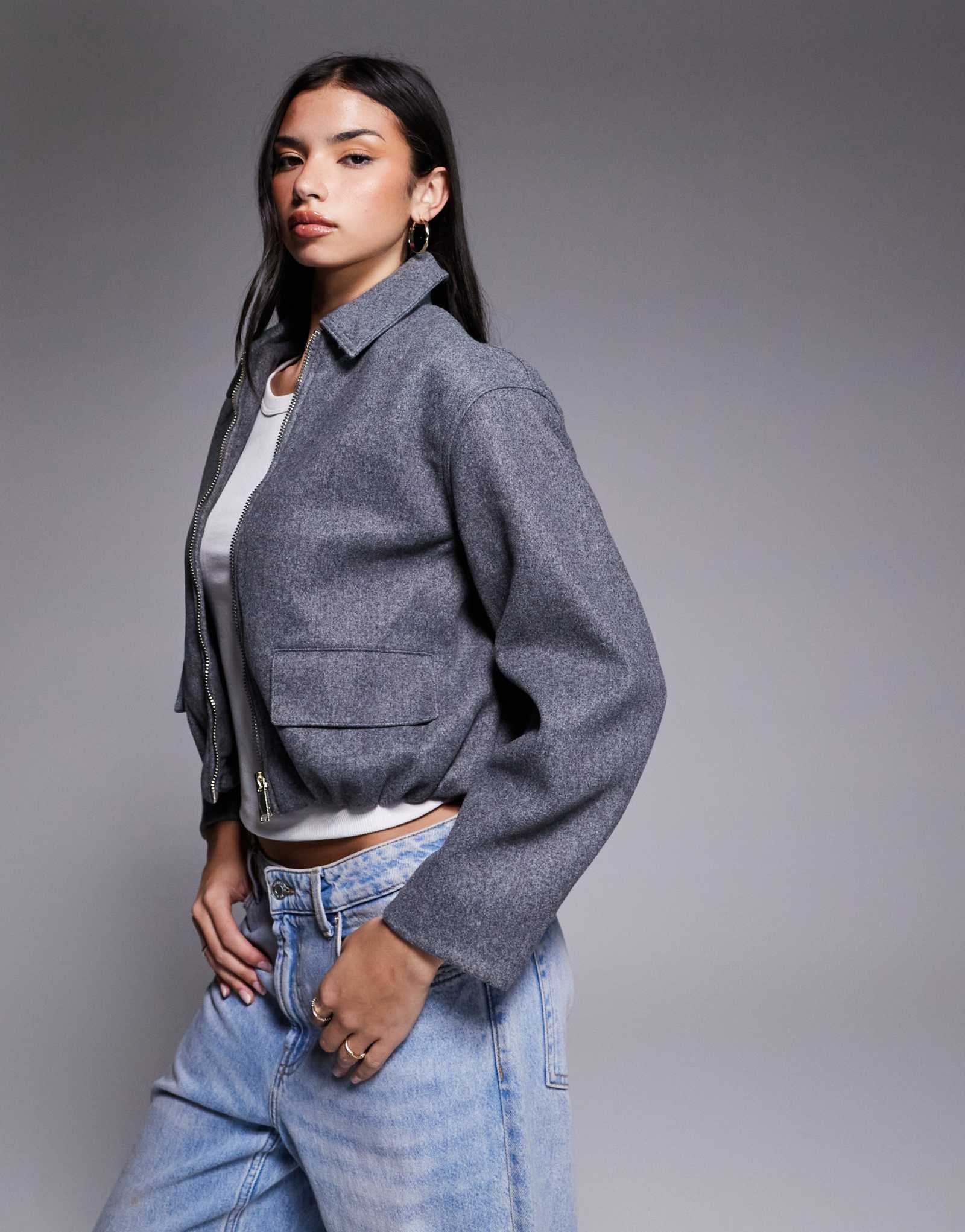 Куртка River Island Harrington серого цвета 