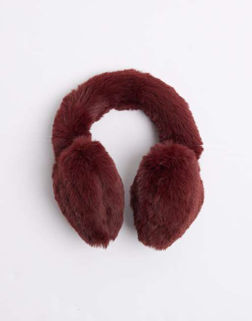 River Island - Hartvormige oorwarmers in donkerrood, 3 van 3