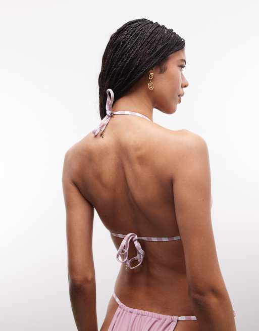 River Island - Haut de bikini triangle à imprimé soleil - Rose, 4 de 4
