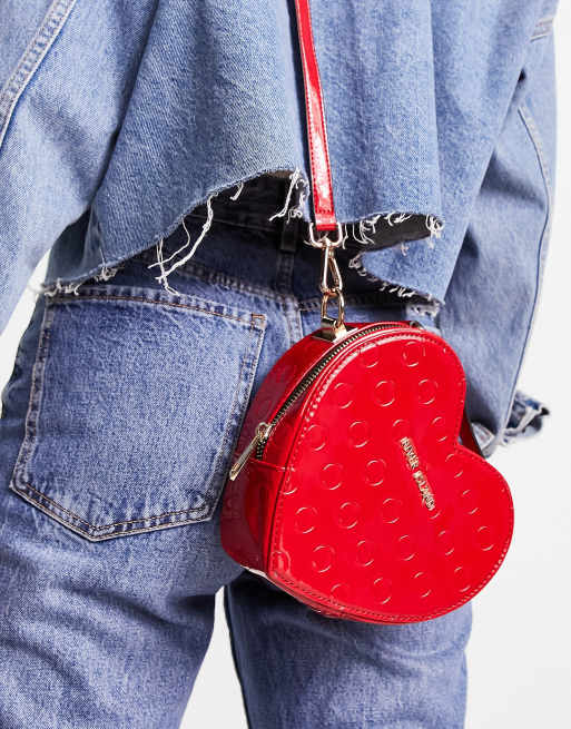 Monki croc heart cross-body bag in red