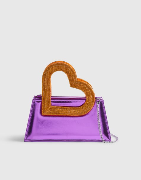 River Island Heart handle bag in purple - view 1