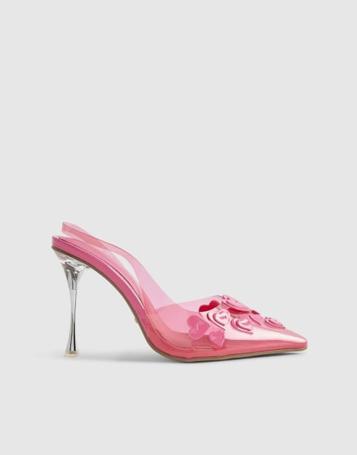 River Island Heart heart court heels in pink, 2 of 4
