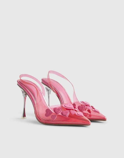 River Island Heart heart court heels in pink, 4 of 4