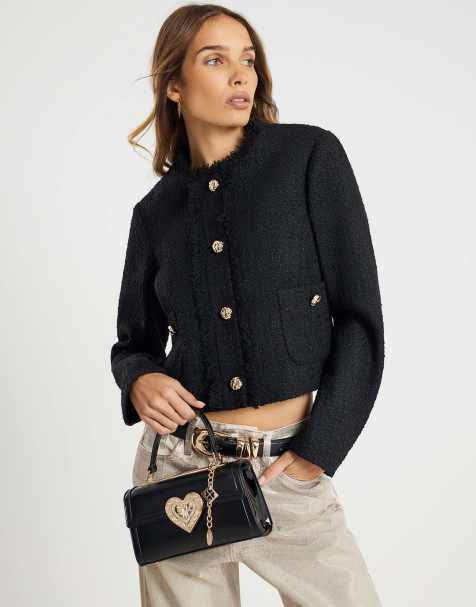 River Island Heart lock cross body bag in black - view 1