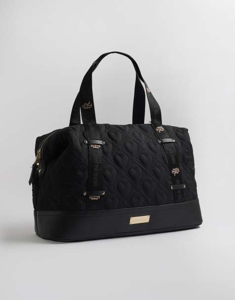 River Island Heart quilted holdall bag in black - view 1