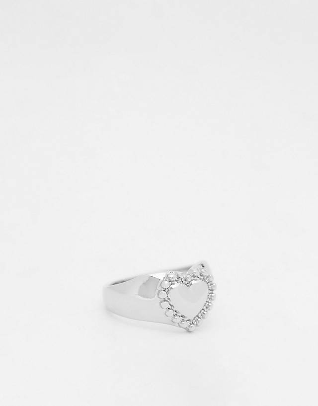 River Island - heart signet ring in silver