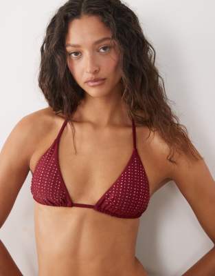 River Island heat sealed triangle bikini top in red red 10590₽