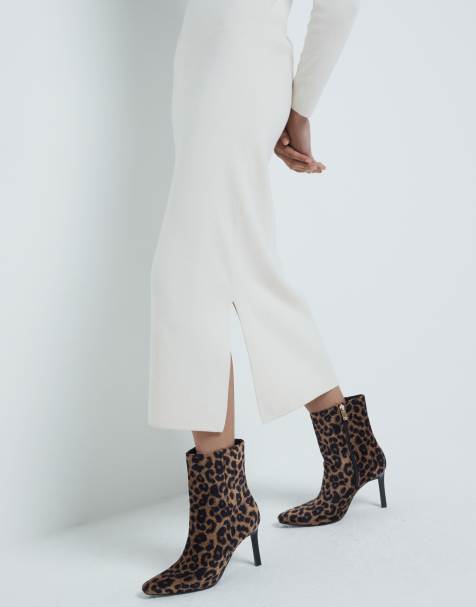 River Island heeled ankle boot in leopard print - view 1