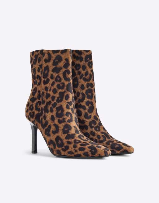 River Island heeled ankle boots in leopard print | ASOS