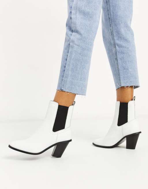 River Island heeled boot in white