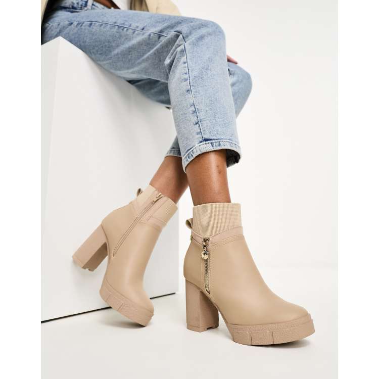 Beige boots outlet with heels