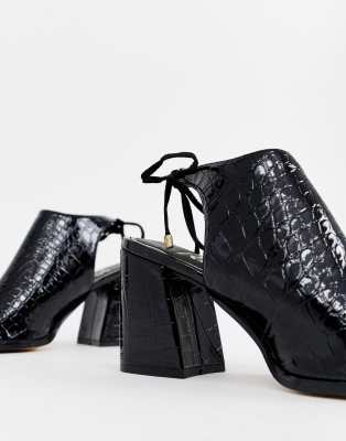 black heeled boots peep toe