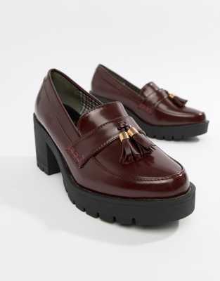 chunky burgundy loafers