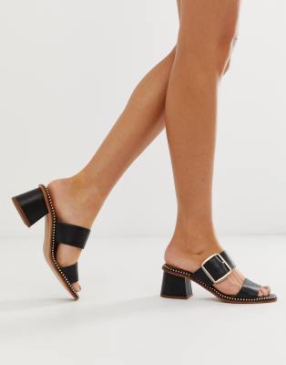 black buckle mules