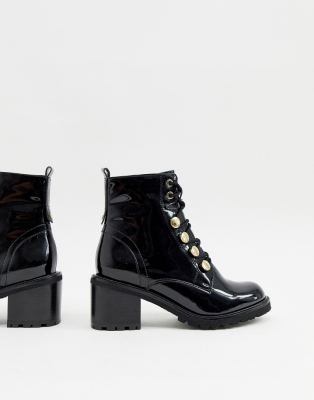 black heeled military boots