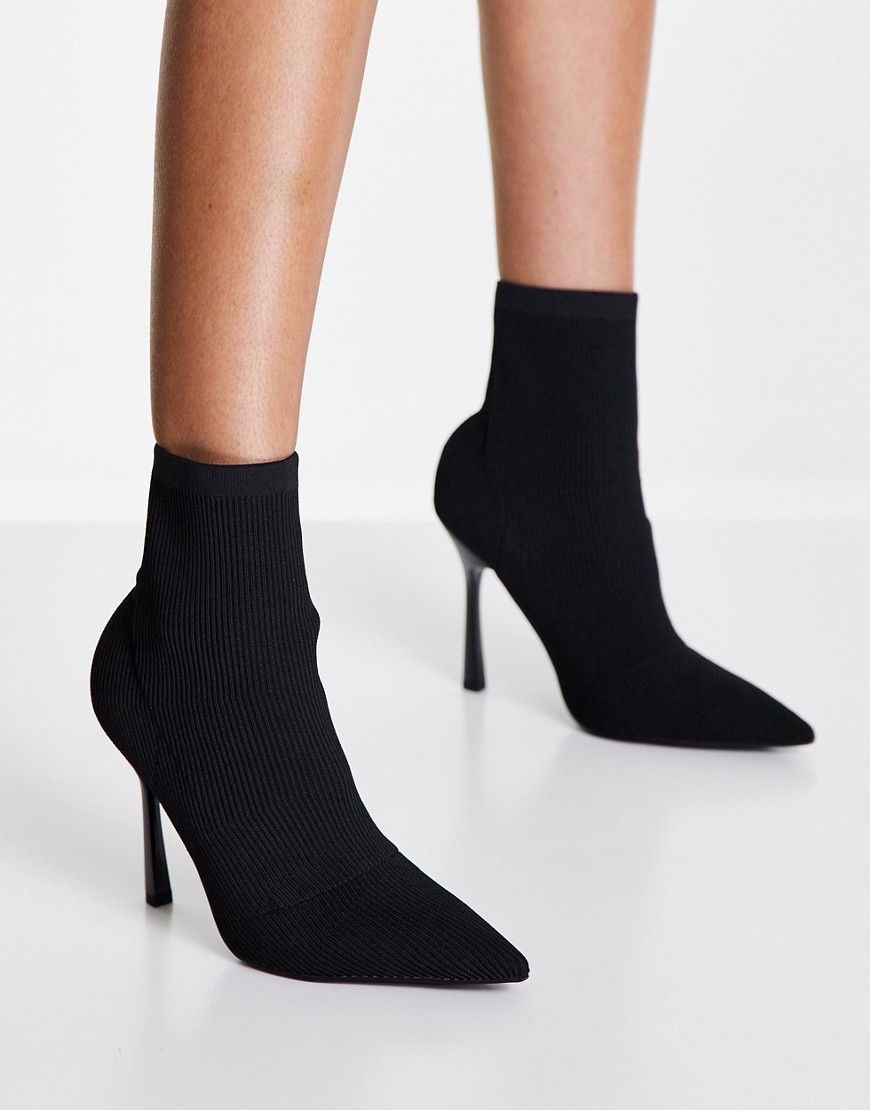 River Island heeled sock boot in black