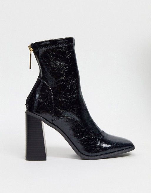 River Island heeled sock boot in black
