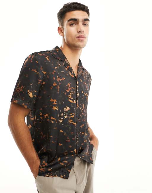 River Island – Hemd in Braun mit dunklem Leopardenmuster und Reverskragen, Kombiteil, 2 von 4