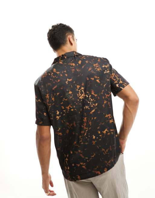 River Island – Hemd in Braun mit dunklem Leopardenmuster und Reverskragen, Kombiteil, 3 von 4
