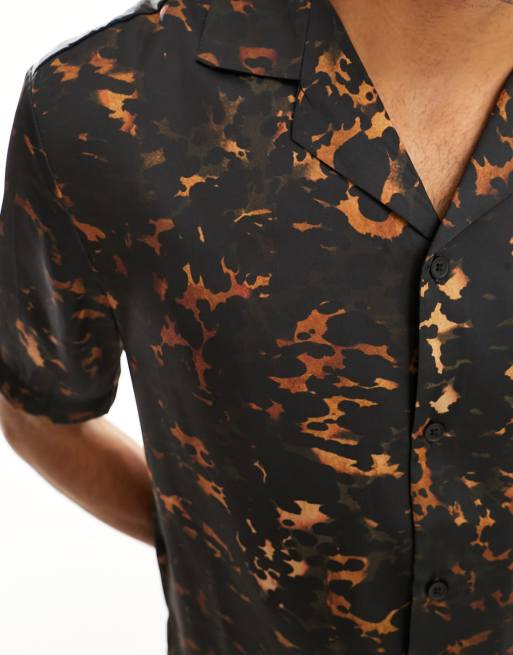 River Island – Hemd in Braun mit dunklem Leopardenmuster und Reverskragen, Kombiteil, 4 von 4