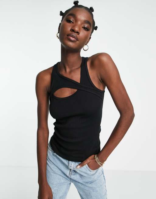 River Island - Hemdtopje met uitsnijding in zwart