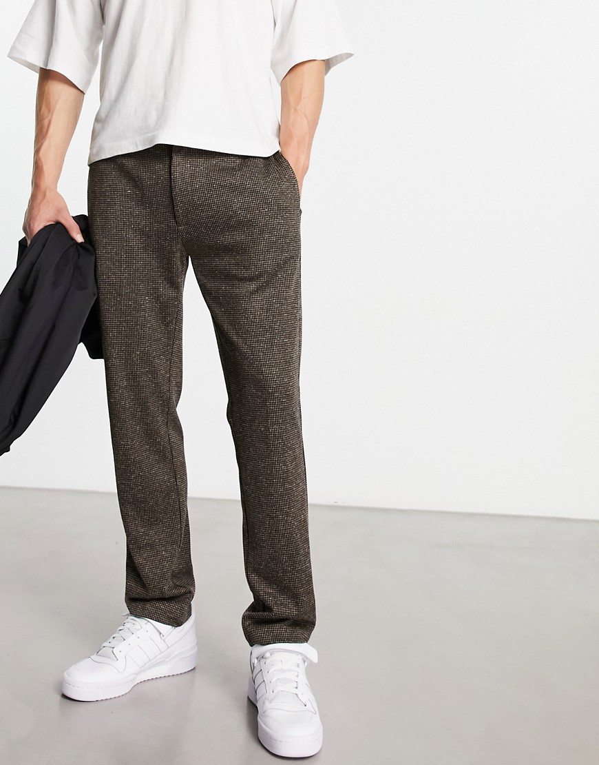 River Island heritage check pants in brown