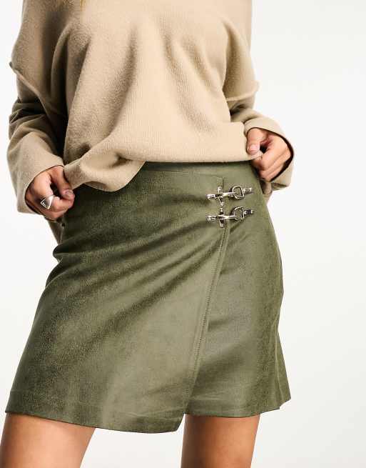 Khaki skirt river island cheap