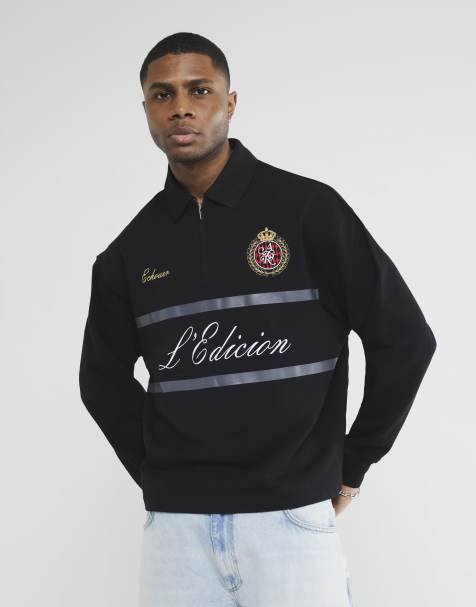 River Island heritage sports polo in black - view 1