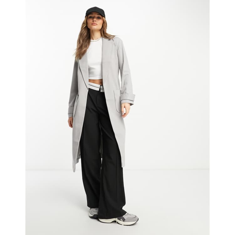 Long grey duster clearance coat