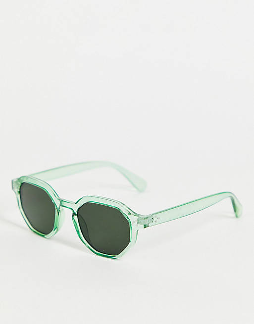 River Island hexagonal sunglasses in green