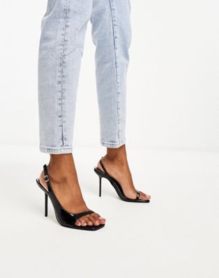 River Island high heel with asymmetric detail in black