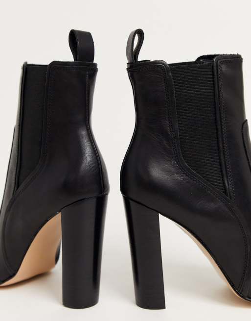 River Island high heeled western boots in black leather