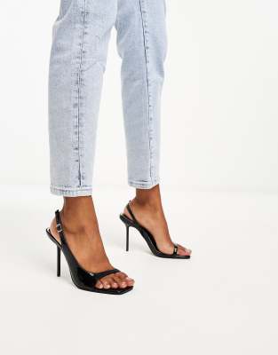 River Island - High Heels in Schwarz mit asymmetrischem Detail