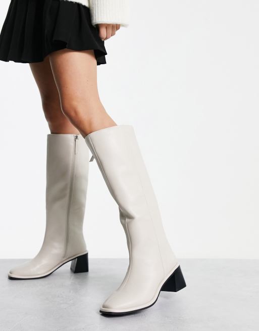 River Island high leg boots in cream