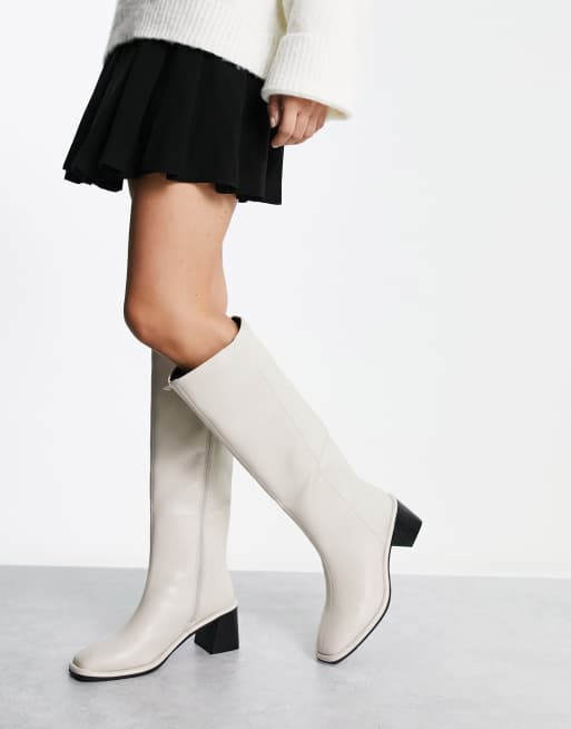 River Island high leg boots in cream ASOS