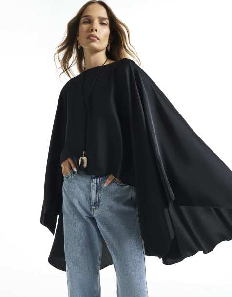 River Island High low cape in black - view 1