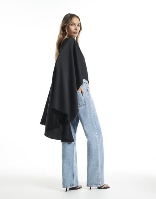 River Island High low cape in black, 4 of 4