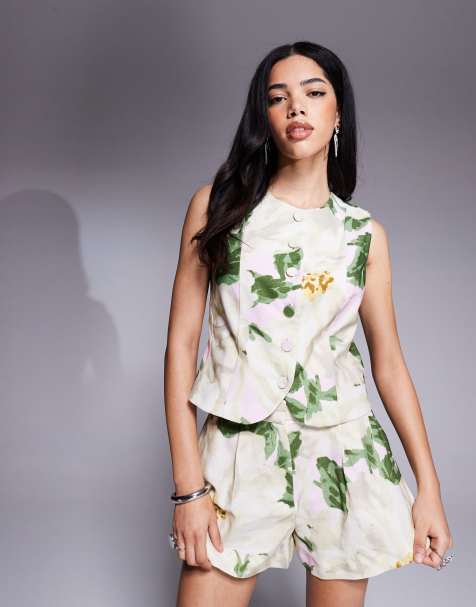 River Island high neck floral vest in cream - part of a set - view 1