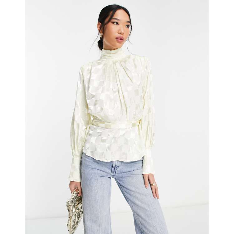 White satin hotsell high neck top